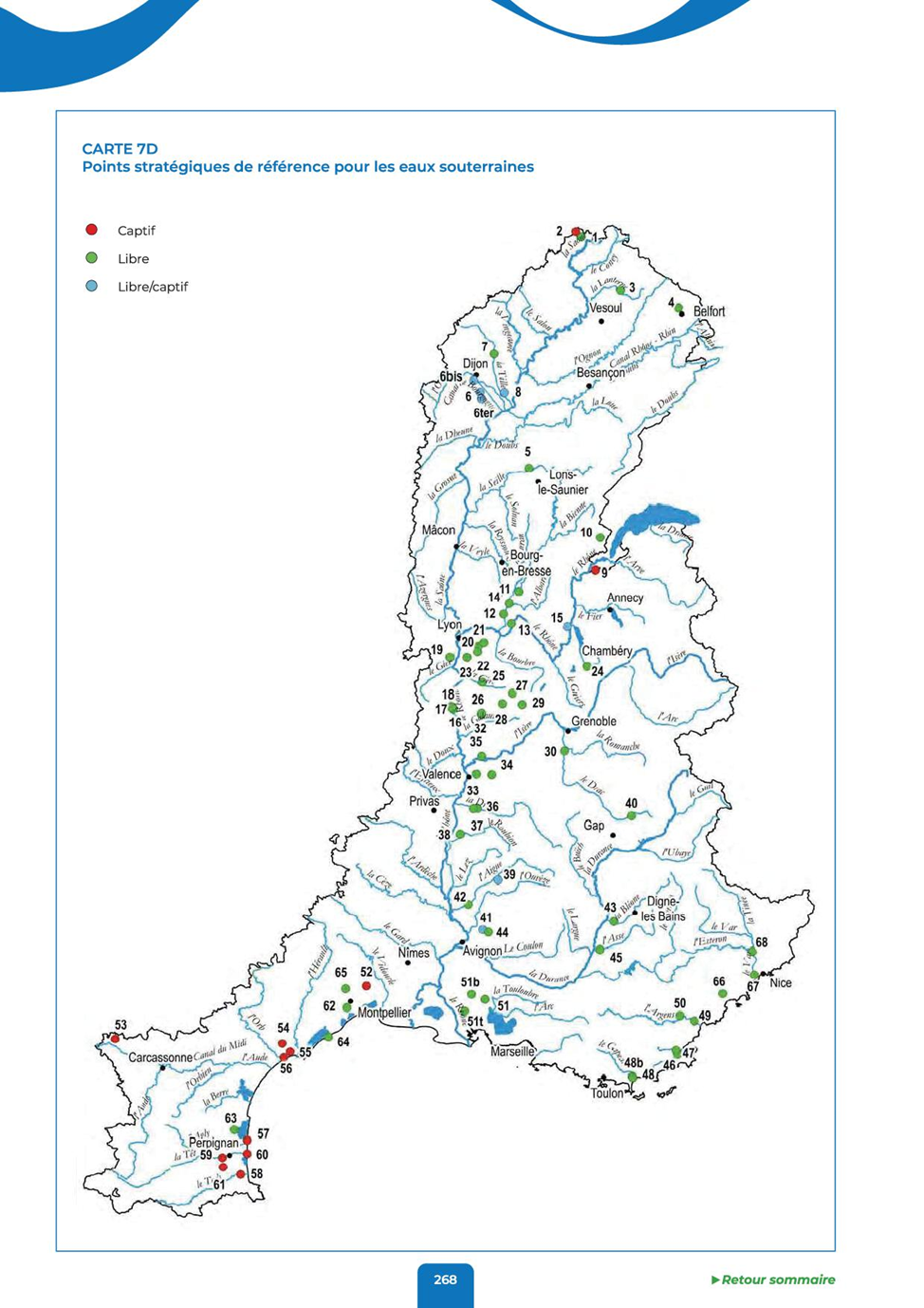 Carte 7D Points stratégiques de référence pour les eaux souterraines