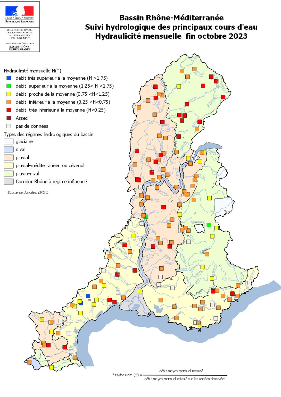 Hydraulicité fin octobre 2023