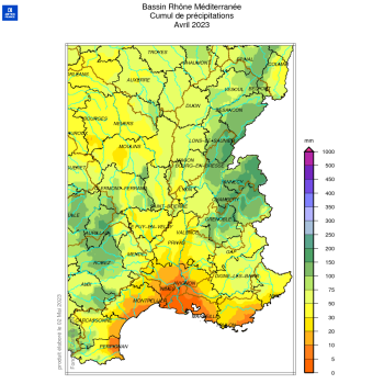 Cumul des précipitations avril 2023