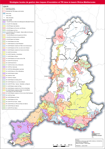 Stratégies locales de gestion des risques d'inondation et TRI dans le bassin Rhône-Méditerranée 2024