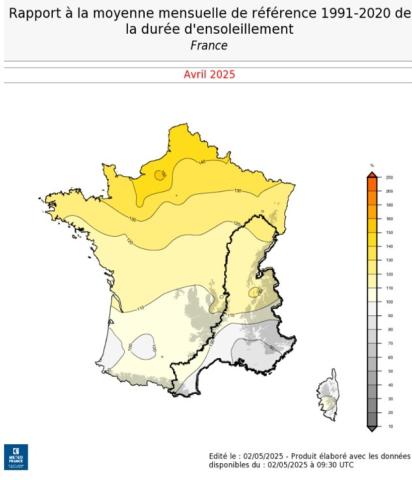 Ensoleillement avril 2025
