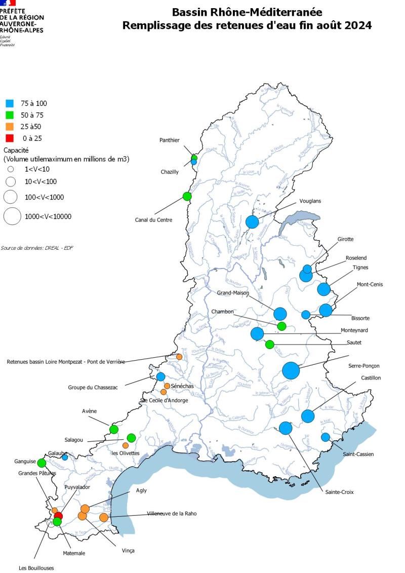 Retenues d’eau août 2024