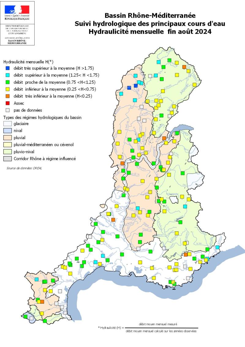 Suivi hydrologique cours d'eau fin août 2024