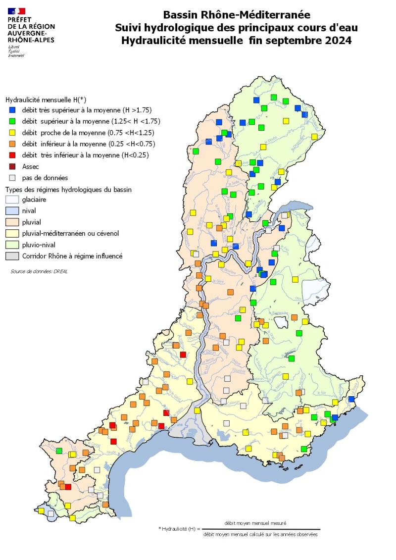 Hydraulicité fin septembre 2024