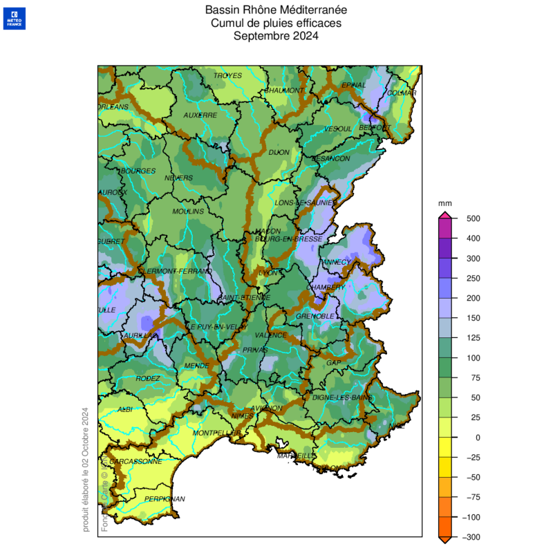 Précipitations efficaces septembre 2024