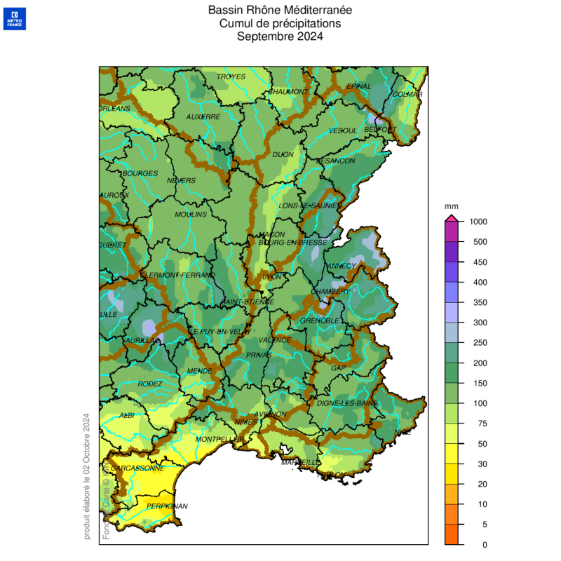 Cumul de précipitations septembre 2024